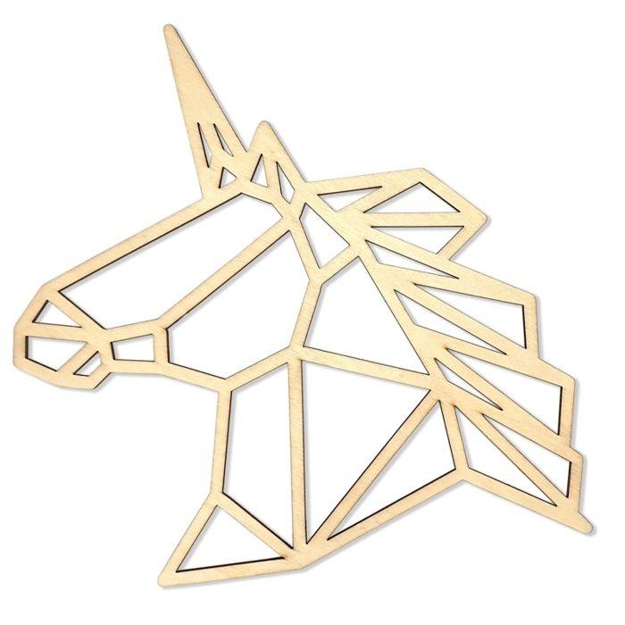 Origami Unicorn Decoration In Wood 20 Cm