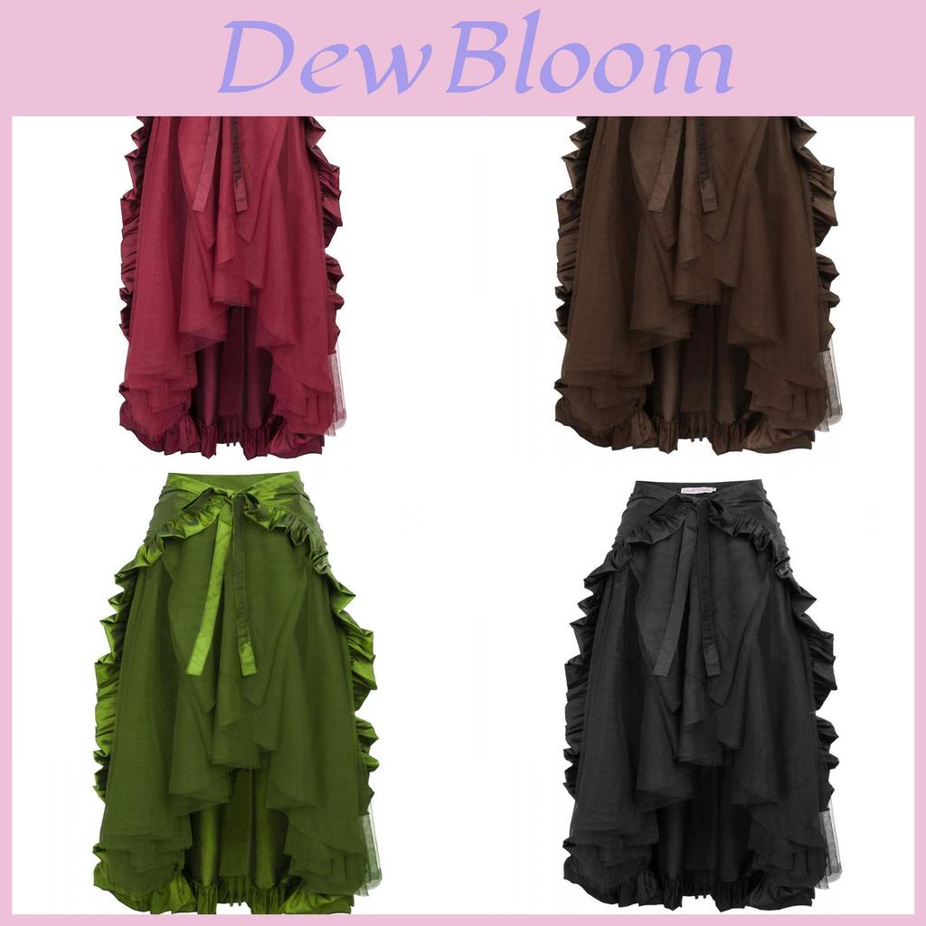 Gothic Vintage Midi Skirt With Elastic Waist For Women Spring 2024 Casual Wear
