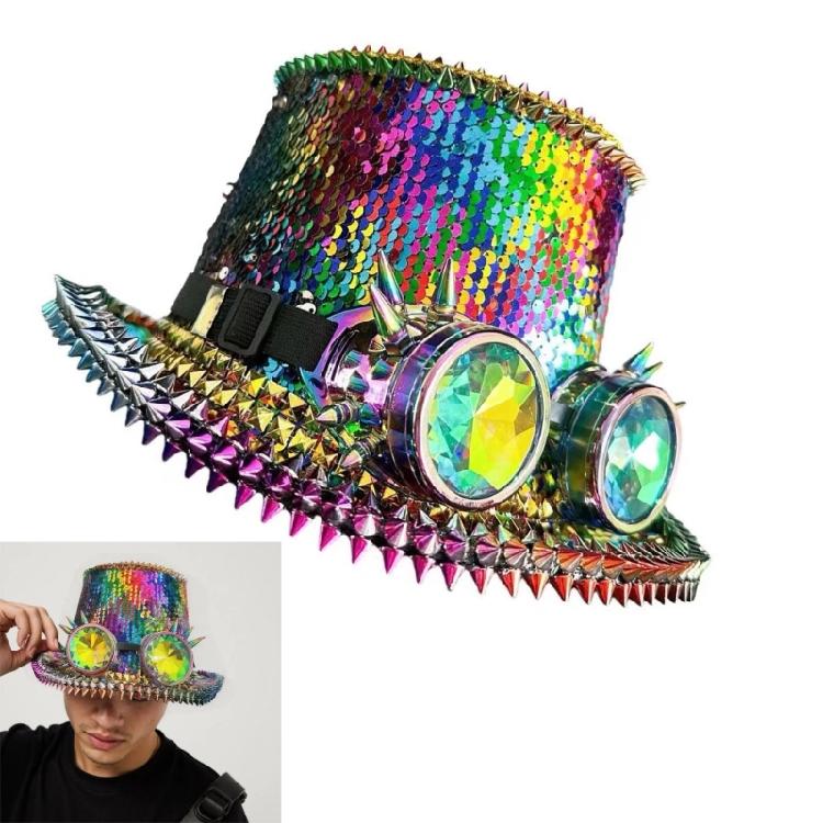Colorful Sequins Top Caps Adult Stage Shows Goggles Marine Hat for Photography