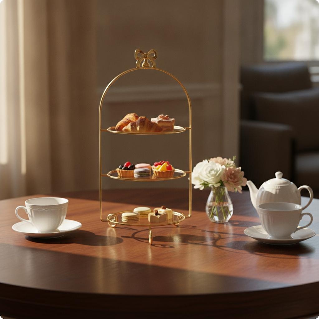 Three-Tier Dessert Stand Versatile 3 Tier Dessert Stand Tiered Serving Tray Space-Saving Long-Lasting for Hosts, Afternoon Tea
