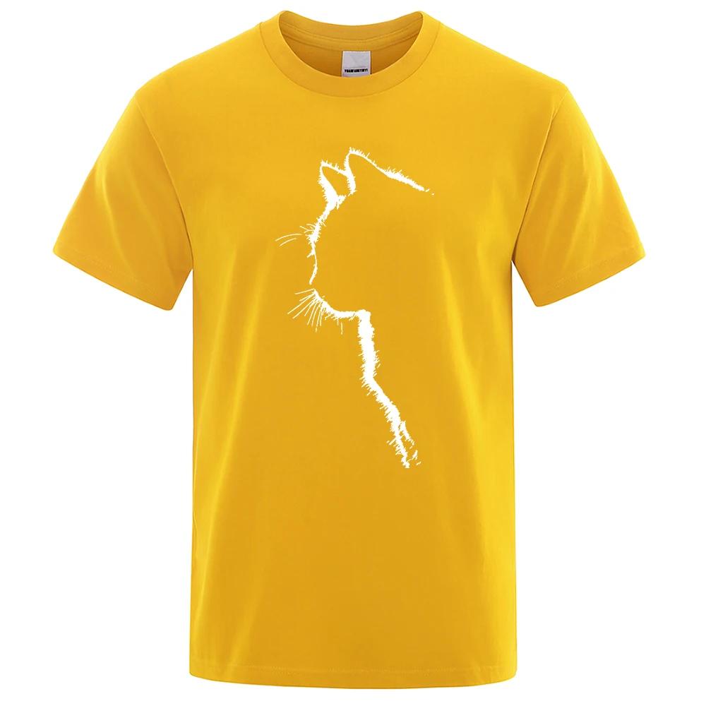 Cotton T-shirts for Funny Printed Cool Cat Animal T Shirts Oversized Loose Short Sleeve T-shirt Male Hip Hop Streetwear
