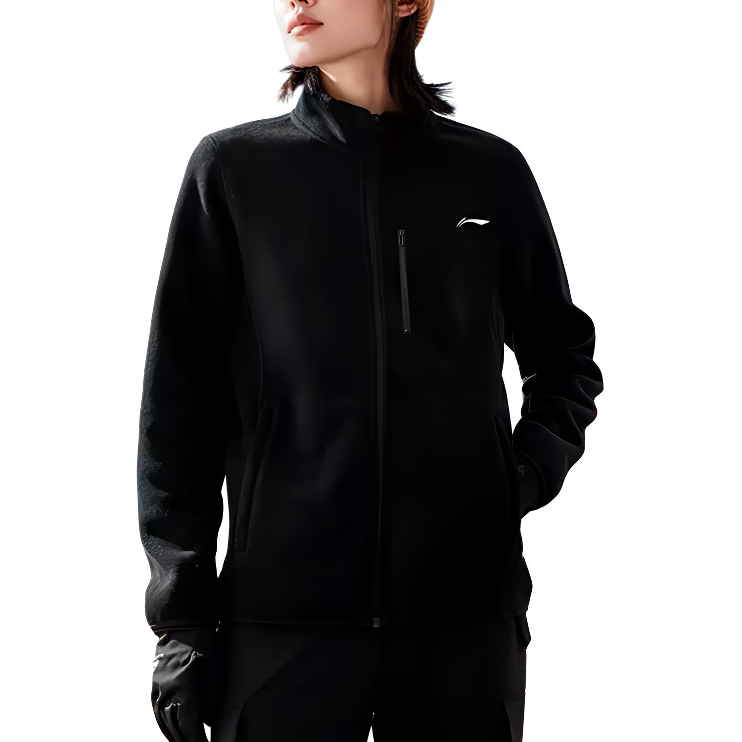 

Li-Ning Comfortable Casual Minimalist Stand Collar Zipper Fleece Jacket Women jackets Black AENUL001-1 XL