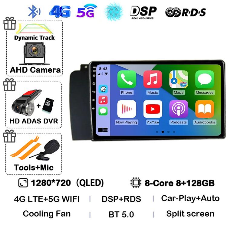 Android 14 Carplay Auto Car Radio For Volvo XC70 V70 S60 2004-2009 GPS Multimedia Video Player Navigation Stereo WIFI+4G Audio