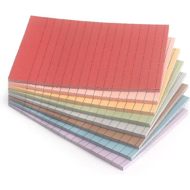 4x6 Inch Lined Sticky Notes, 8 Pack, Light Colors, Premium Self-Adhesive Notepads, Large Sticky Pads for Office, School & Home Use, Easy to Use,
