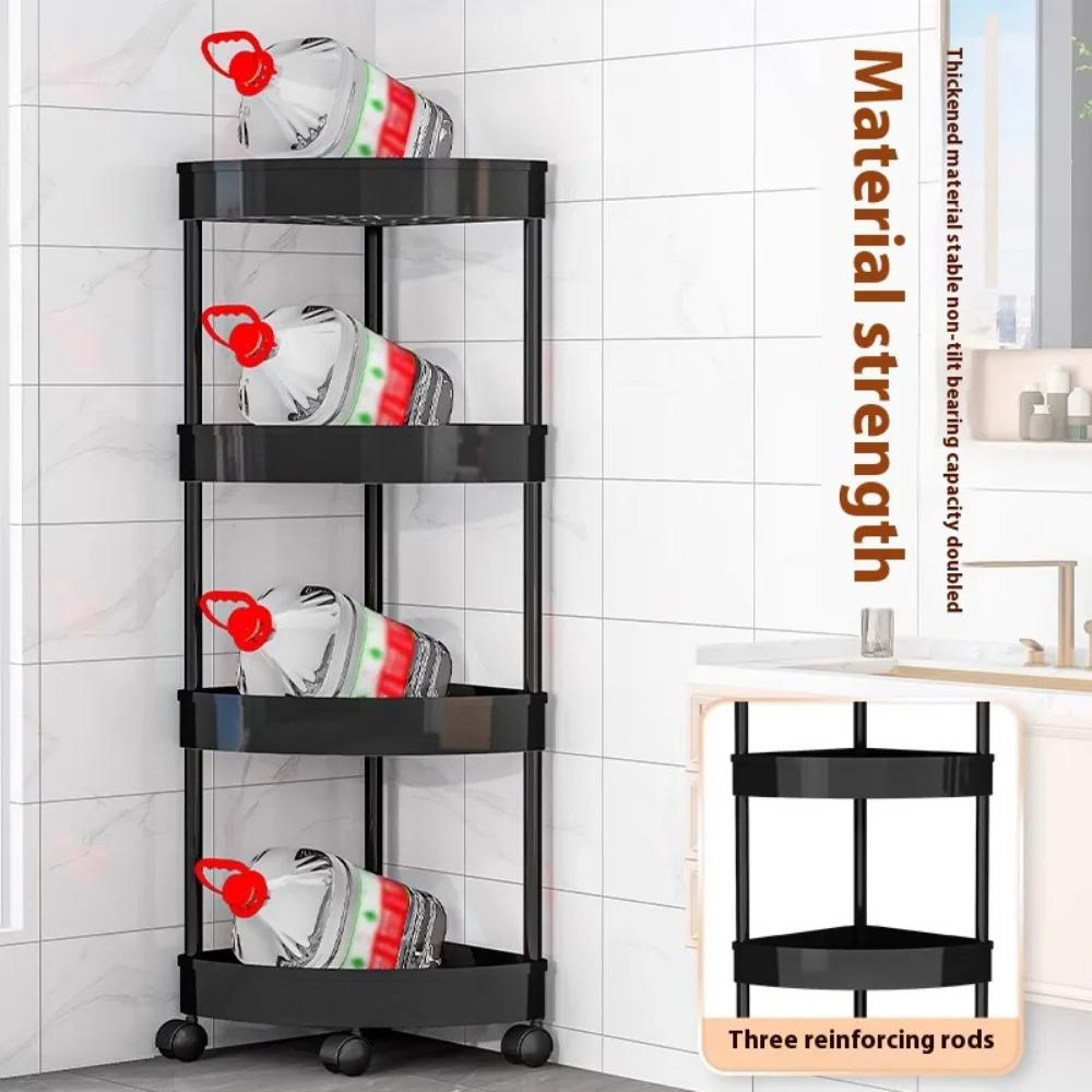4/5 Tier Storage Shelf Rolling Cart Gap Storage Rack Movable Bathroom Corner Triangle Shelf Floor-standing Story StorageRacks