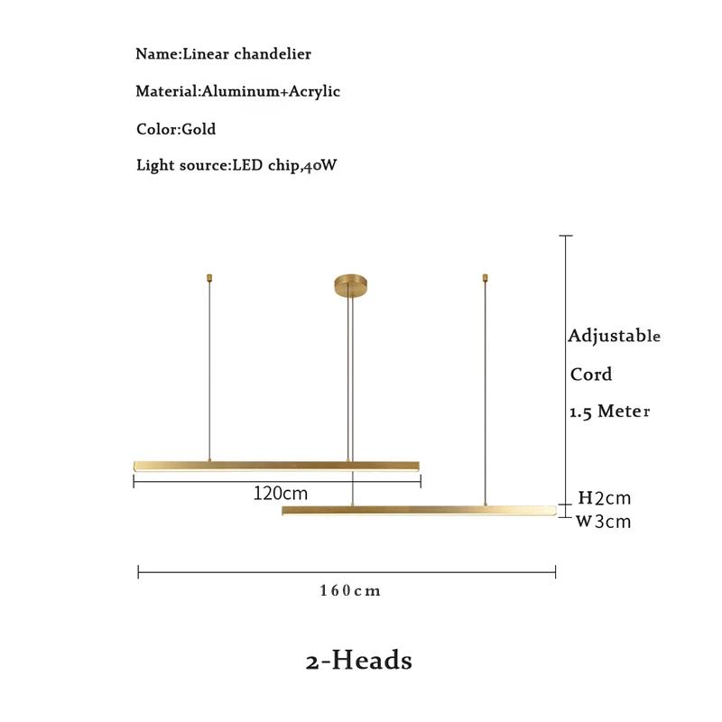 Lamp Modern Minimalist LED Chandelier ,Linear Kitchen Island Pendant Lighting For Dining Table Living Room Bedroom