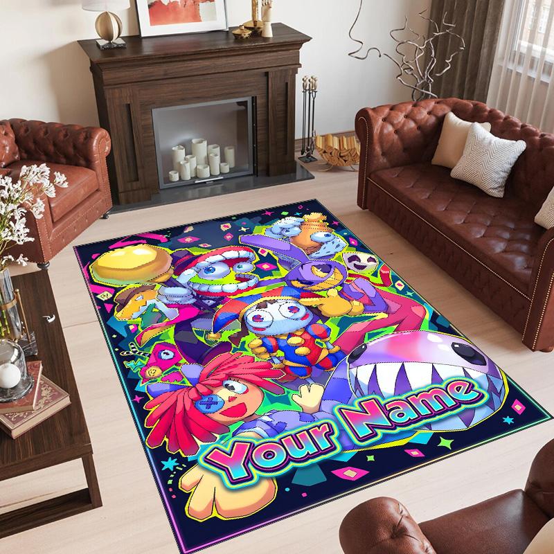 Personalized Crystal Velvet Carpet Custom Name Text,The Amazing Digital Circus Anti Slip Area Rug For Home Decoration