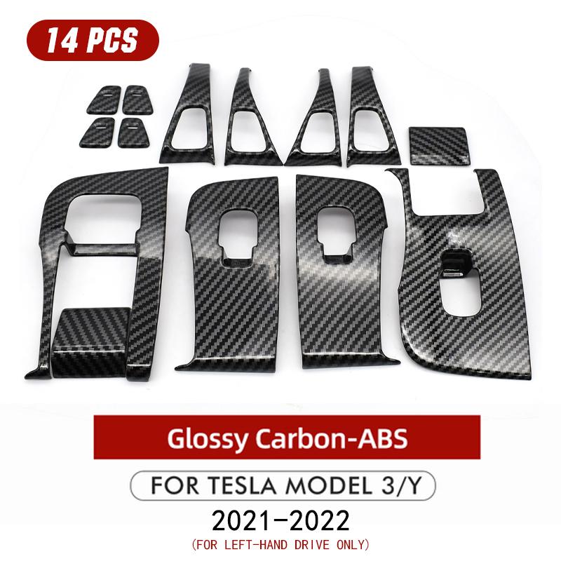 For Tesla Model 3 Model Y Car Window Control Panel Button Decor Sticker 14Pcs Door Switch Trim Frame Cover Car Interior