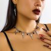 Gothic Choker Earrings Punk Skull Pendant Necklace and Earrings Set Jewelry