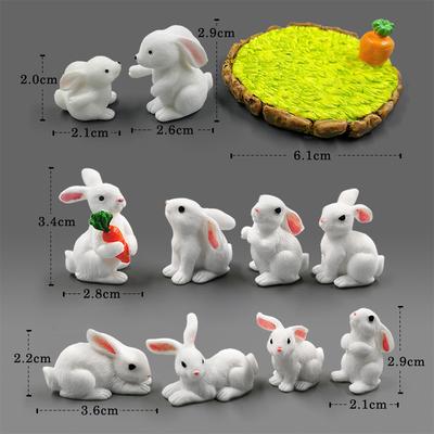Easter White Rabbit Christmas Figurine Diy Home Kawaii Room Decor Miniature Fairy Garden Dollhouse Decoration Accessories Modern