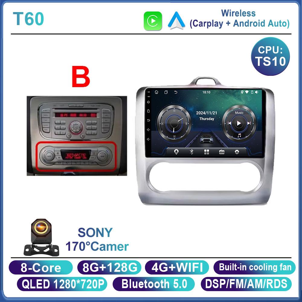 Android 16 For Ford Focus 2 3 Mk2 Mk3 2004 2005 2006 2007 - 2011 Car Radio Navigation Multimedia Player WIFI+4G GPS Carplay Auto