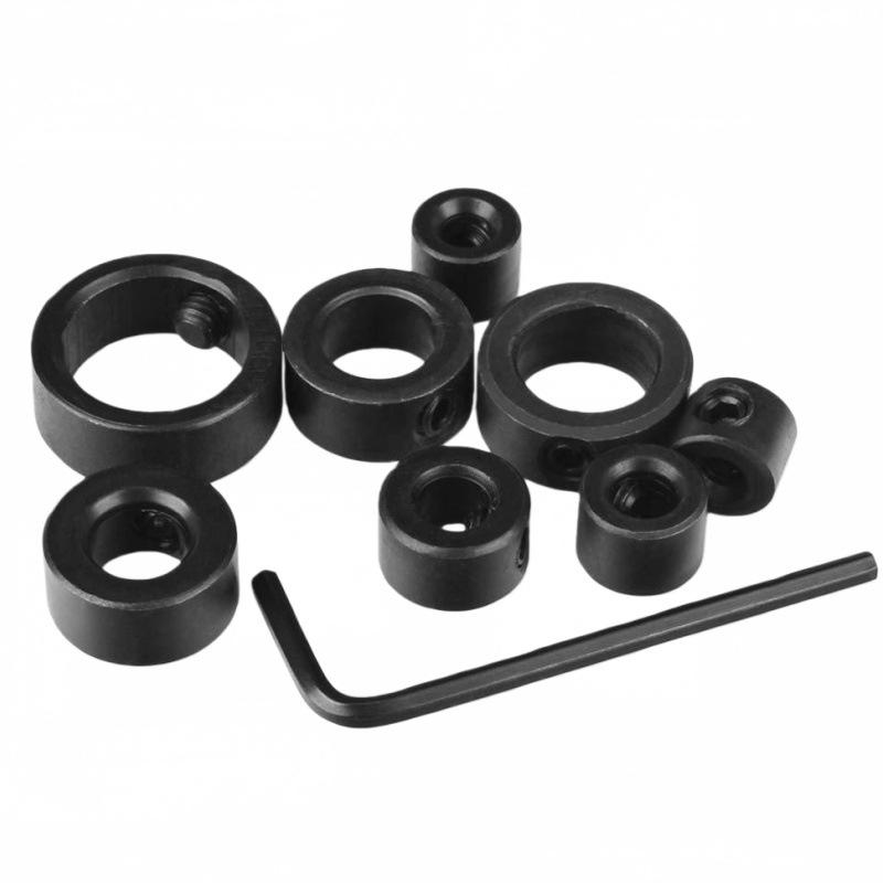 Drill Bit Depth Stop Collar Set 8 Sizes Stainless Steel Drill Stop Rings With Hex Wrench For Woodworking Metal Drilling