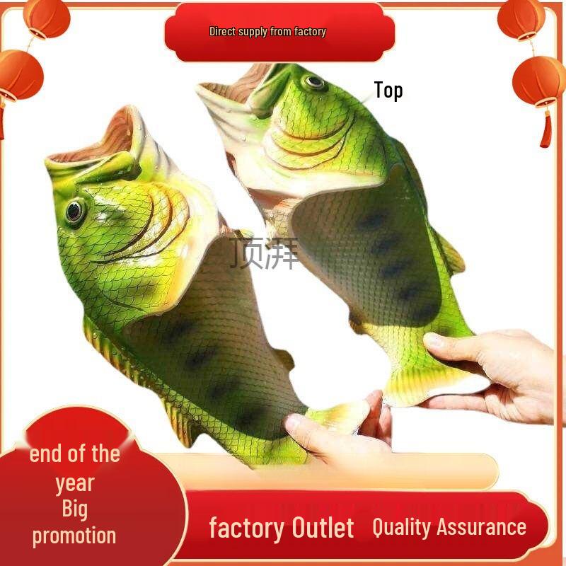 Men's Fashionable & Non-Slip Fish Slippers: Creative Salted Fish Flip Flops for Outdoor Wear.