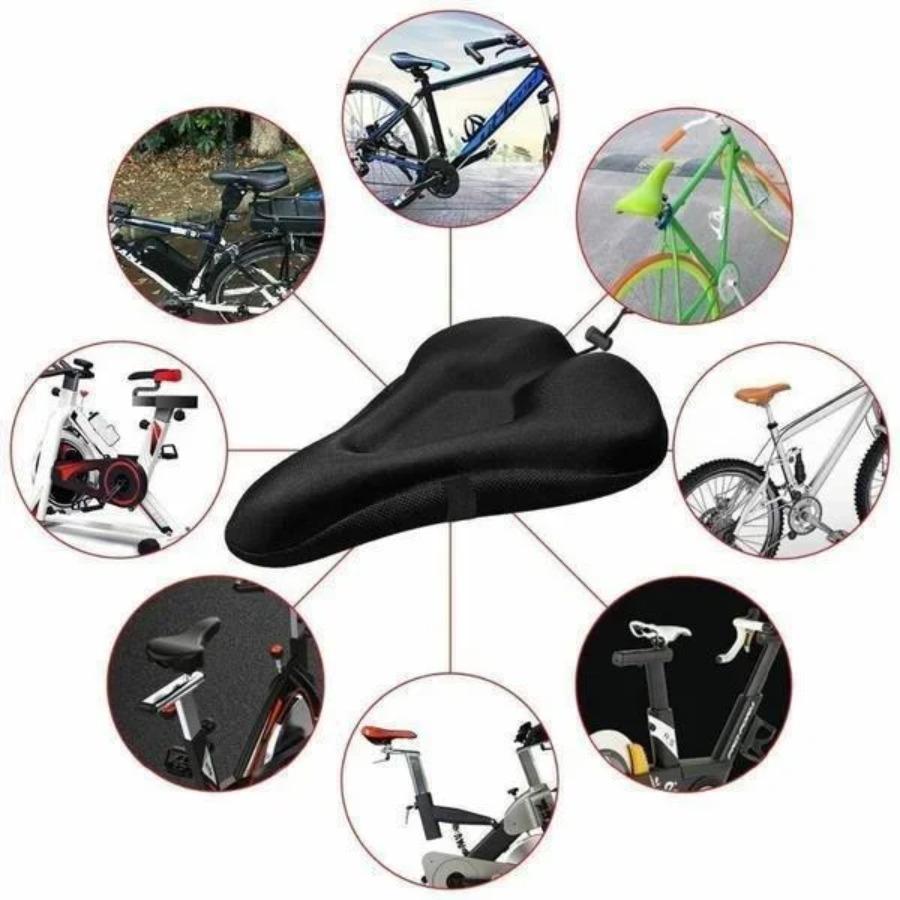 Bicycle Saddle 3D Bike Seat Cover Padded Wide Gel Soft Pad Exercise Bike Seat Cushion Wide Foam Mountain Bicycle Seat Cushion