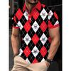 3D Printed Color Geometric Pattern Men's Polo Shirt