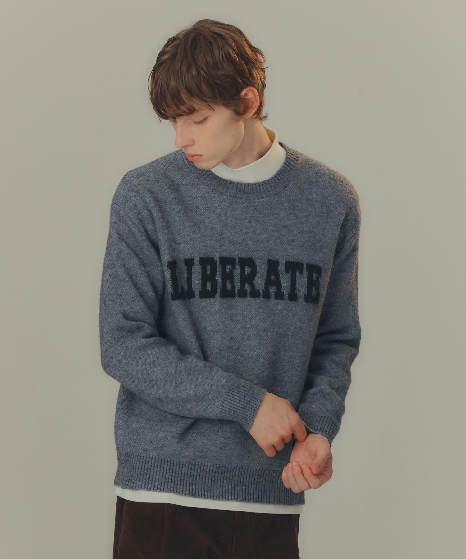 Mind Bridge Boucle Lettering Semi-Oversized Knit Mg/105