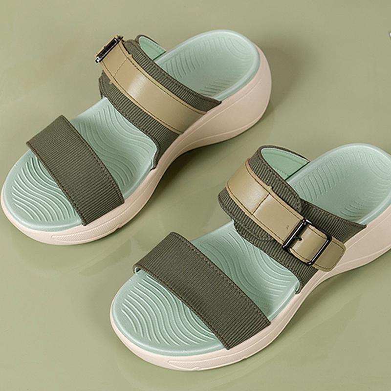 

Летние женские пляжные шлепанцы на платформе 2 см и высоком каблуке 5 см, женские танкетки, легкие тапочки, женская повседневная массивная обувь синего цвета для ходьбы босиком 40 зелёный