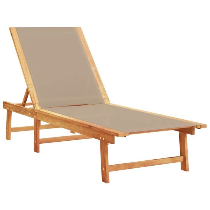 VidaXL Chaises longues lot de 2 taupe bois acacia solide et textilène, lit de soleil, lit de repos, chaise longue 3279251