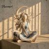 Bohemian Wystrój Domu Bogini Księżyca Medytacja Posąg z Żywicy, Figurka Jogi Zen, Elegancki Ornament na Biurko Minimalistyczne Akcenty Wnętrza do Dekoracji,