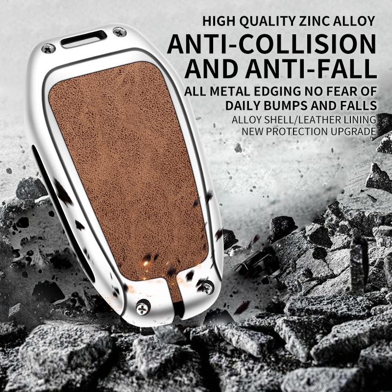 Interior Mouldings Zine Alloy Leather Car Key Case Shell Cover For Peugeot 308 408 508 2008 3008 4008 5008 Citroen C4L C6 C3-XR