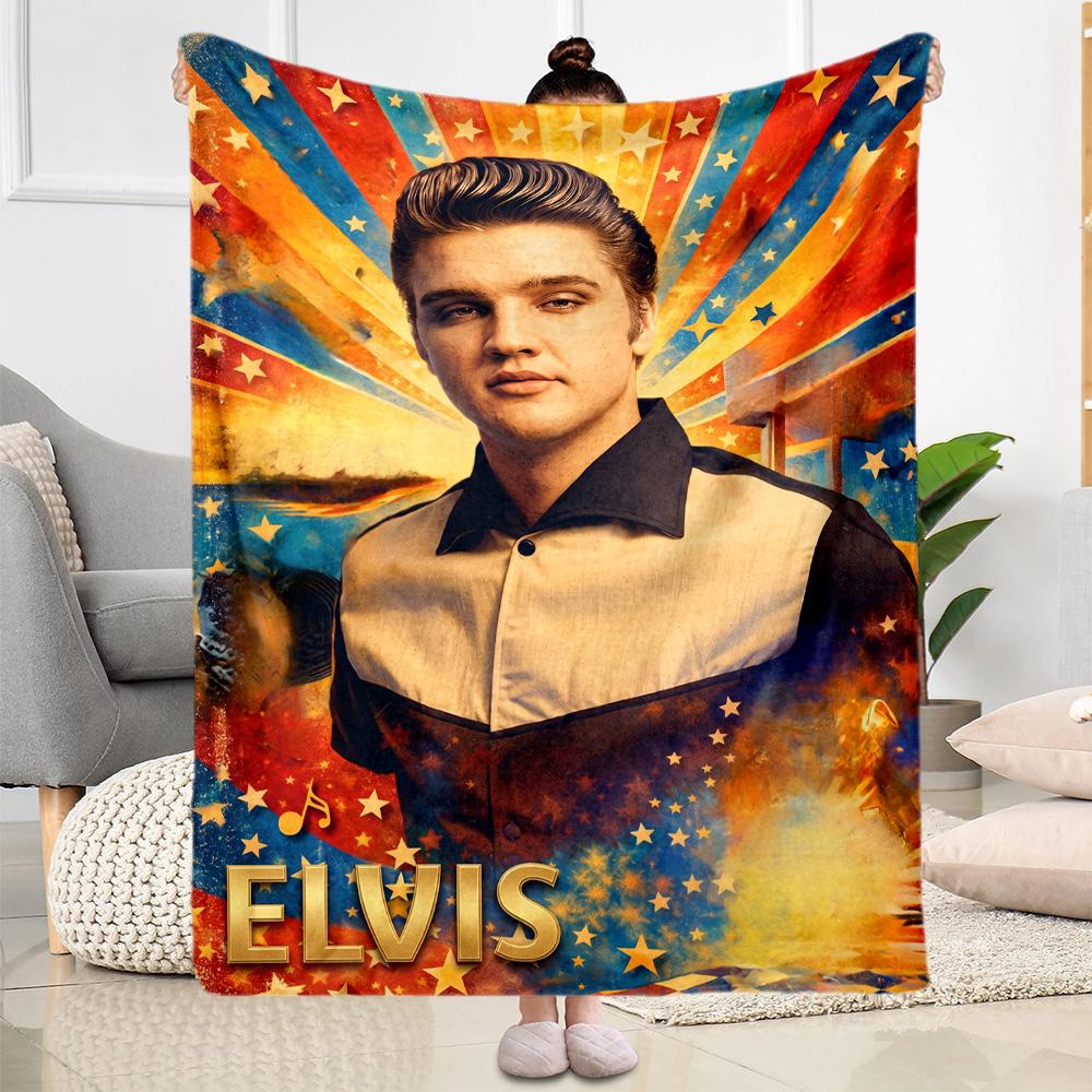 Elvis Presley Guitar Icon Blanket Soft Warm Cozy Suitable for Seaside Picnics Bedding Four Seasons Multipurpose Digital Print