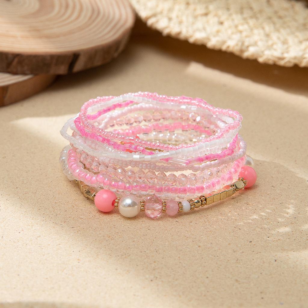 Boho Perlenarmband Instagram-inspiriert Nischenstil Farbblock-Stapelarmband-Set