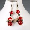 GemChic Women's New Vintage Red Coloured Glaze Alloy Tassel Fringe Earrings Ethnic Fashion Hook Earrings Birthday Christmas Jewelry Gift