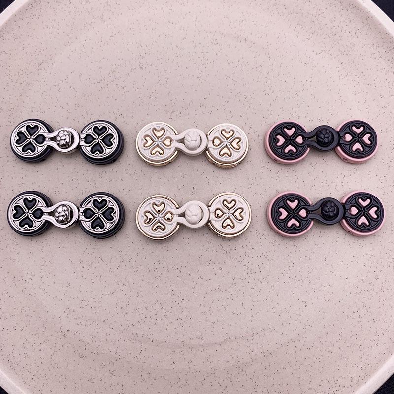 Flower Chinese Cheongsam Buckle, Cape Cloak Clasp, Fasteners Button, Sew On Hook and Eye Brooch Clip, 5 Pairs