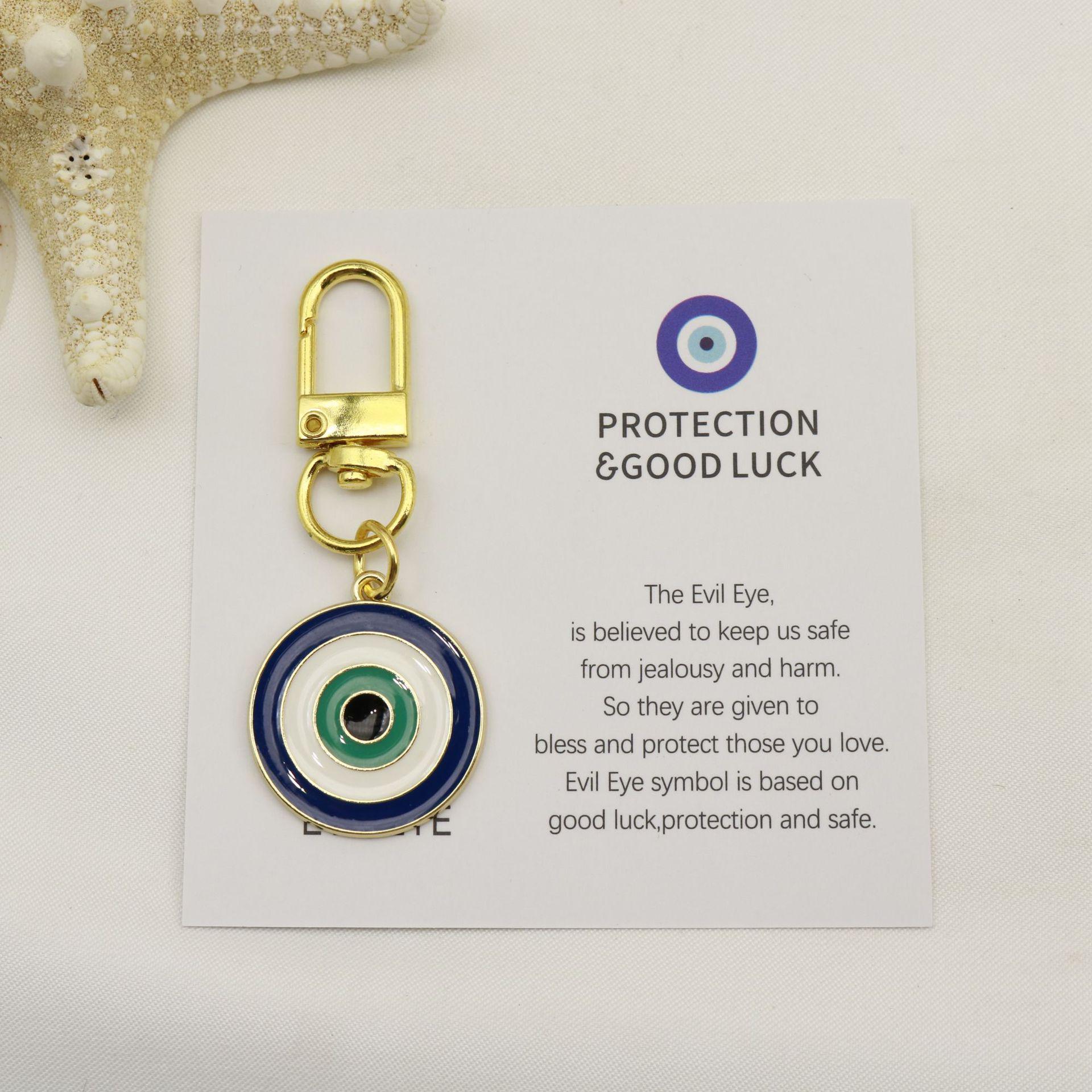 Blue Evil Eye Good Luck Keychain Pendant Card