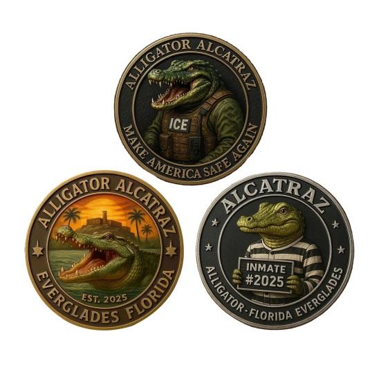 Krokodýl Vězeň Mugshot Mince Florida Everglades Vězeňské Memorabilia Mince Vtipná Historie Zločinu Výzvová Mince Sběratelský Dárek pro Muže Sběratele Mincí