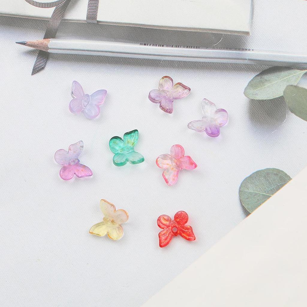 11x9,5mm 10pcs/saco contas de borboleta coloridas de vidro faça você mesmo pulseira colar brincos acessórios de joias
