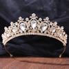 DIEZI New Baroque Korean Gold Color Crown Hair Accessories Luxury Crystal Tiara For Women Wedding Headdress Bridal Hair Zircon