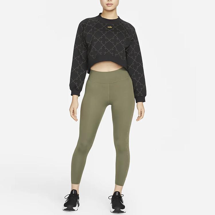 Nike Fleece-Lined Casual Sporty Short Pullover Sweatshirt Women Tops Black DM7281-010