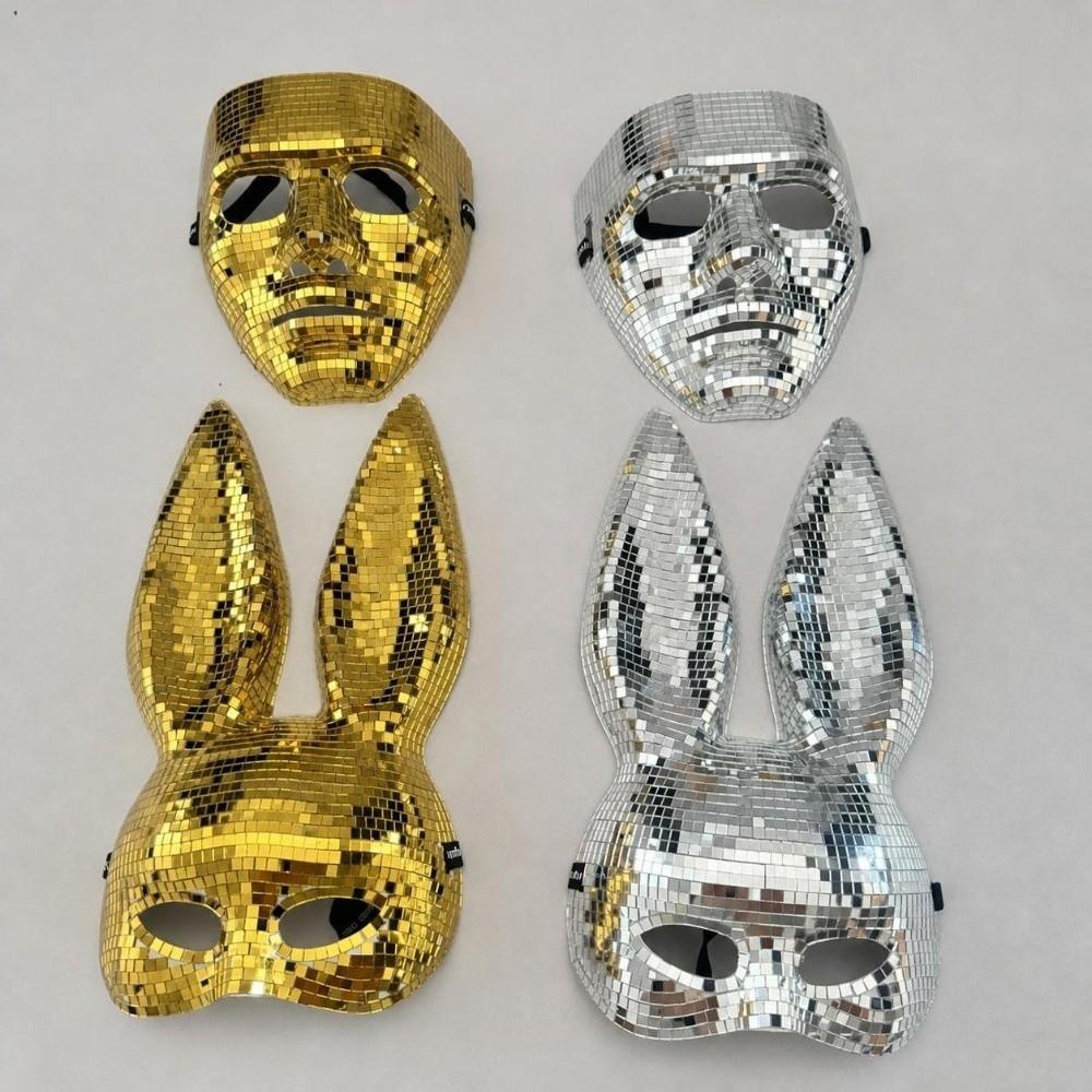 Glitter Masquerade Face Mask Mirror Surface Cosplay Costume Mask Punk Costume Mask Cosplay Event