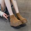 Leather Snow Boots Winter Velvet Thick-soled Heightening Thermal Casual Short Boots