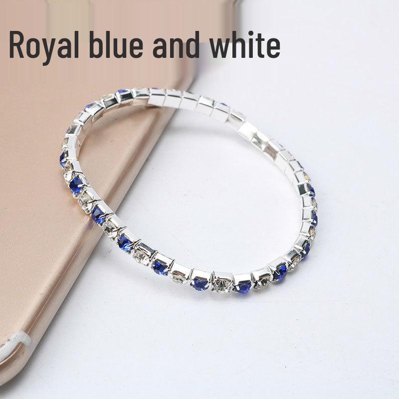 Trendy Multi-Color Diamond Single Row Elastic Bracelet for Women