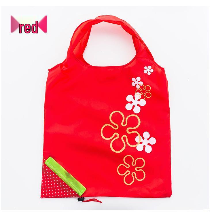 Large Foldable Strawberry Print Tote Bag - Portable Polyester Grocery Shopping Bag