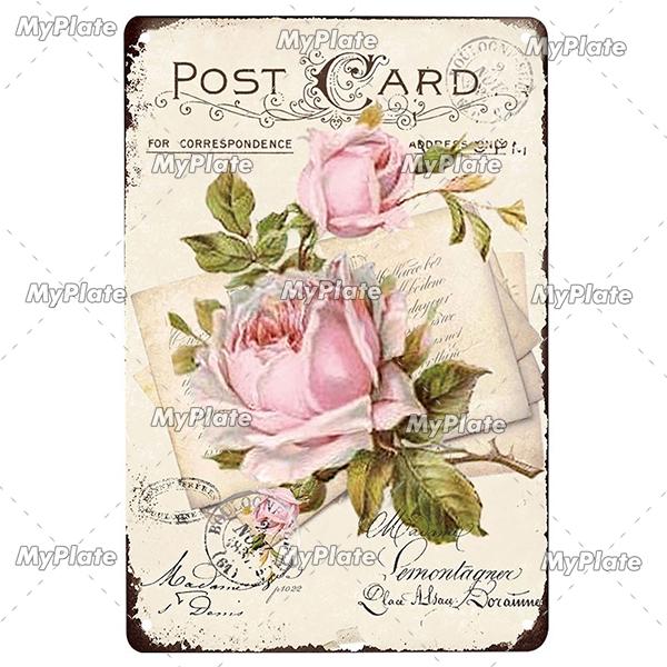 Rose Vintage Metal Sign Tin Sign Vintage  Decoration Plaque Home Wall Decor Bar Sign Home Decor Poster Custom