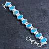 Natürlicher Kupfer-Blauer Türkis Edelstein 925 Sterlingsilber Armband 7-8" a3D82