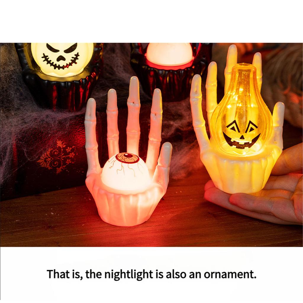 Halloween Spooky Lamp Decoration Lighting Up Skeleton Hand with LED Light Bulb for Indoor and Outdoor Home Decorations