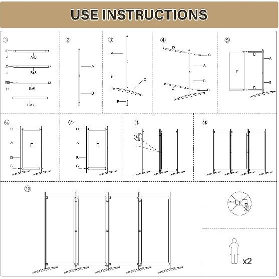 AKTOP Room Divider 4 Panel, 80" W Portable Wall Divider for Room Separation, Freestanding Partition Room Dividers, Folding Room Separators Privacy