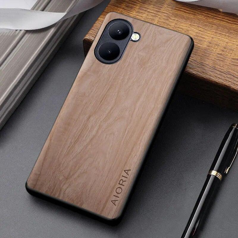 

Чехол с деревянным узором для Realme C33 C35 C31 C30, простой, уникальный дизайн, легкий чехол из искусственной кожи для Realme C33, чехол Funda C33 бежевый