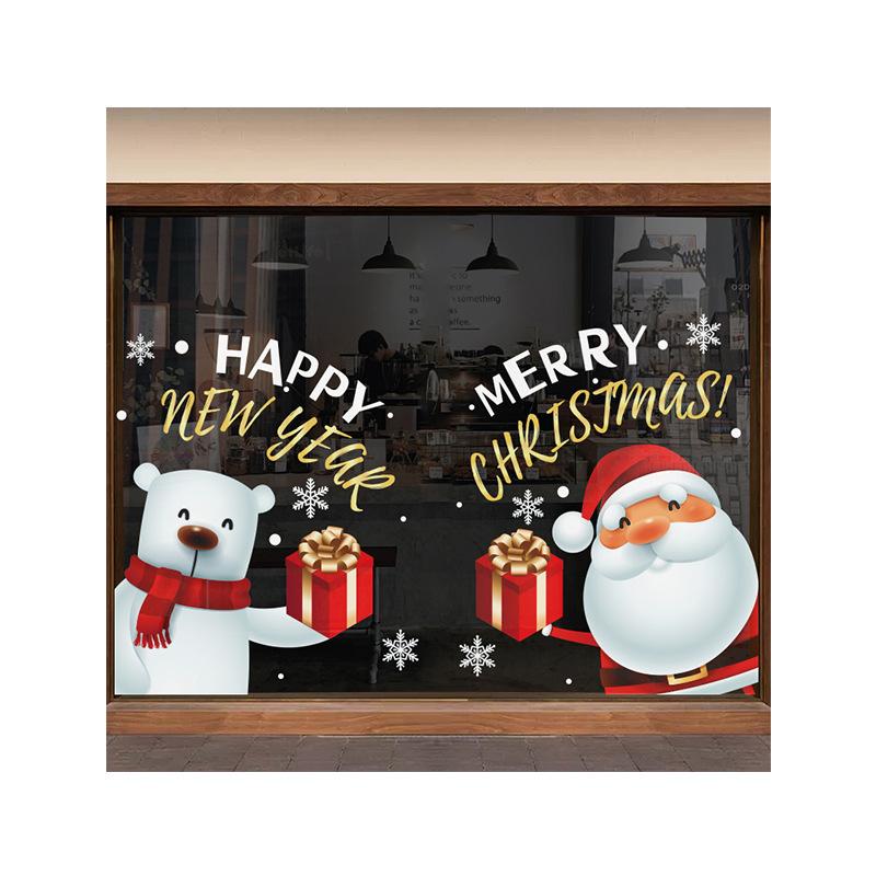 Christmas Decoration Window Glass Door Santa Claus Snowman Pattern Glass Door and Window Flower Sticker