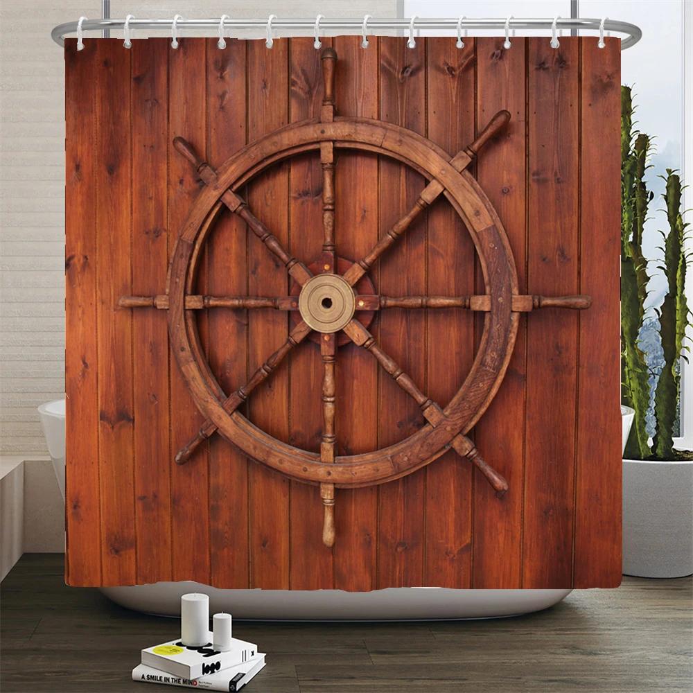 Rustic Shower Curtain Vintage Vertical Wood Planks Distressed Rustic Hardwood Design Fabric Bathroom Decor Curtain with Hooks