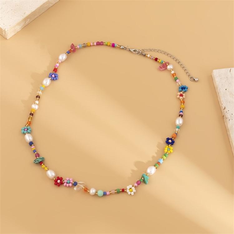 Stylish Bohemian Multicolor Beads and Imitation Pearls Choker Necklace Portable Accessory for Casual Wear