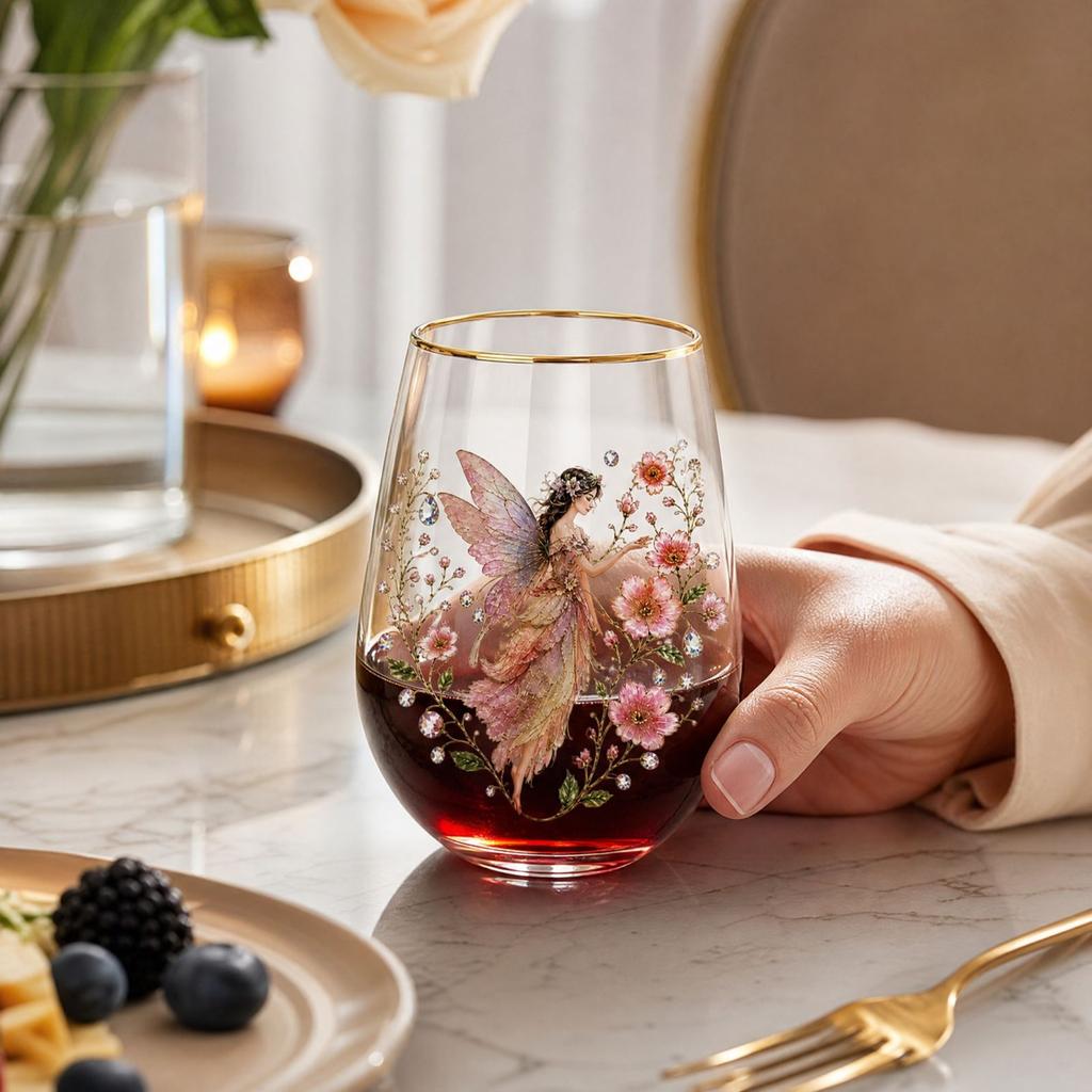 Printed Glass Cup for and Beverages, Household Drinkware for Daily Kitchen Use