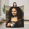 Funny Toilet Paper Mona Lisa Blankets Spring  Warm Cozy Bedding Throws For Adults Living Room Flannel Bedspread Bed Cover