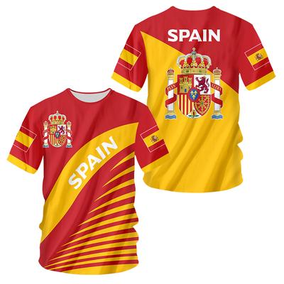 T-shirts Spain Flag 3D Print Summer T Shirt Fashion Kids Hip Hop Casual Boys Girls Unisex Round Neck Tees Tops Clothing