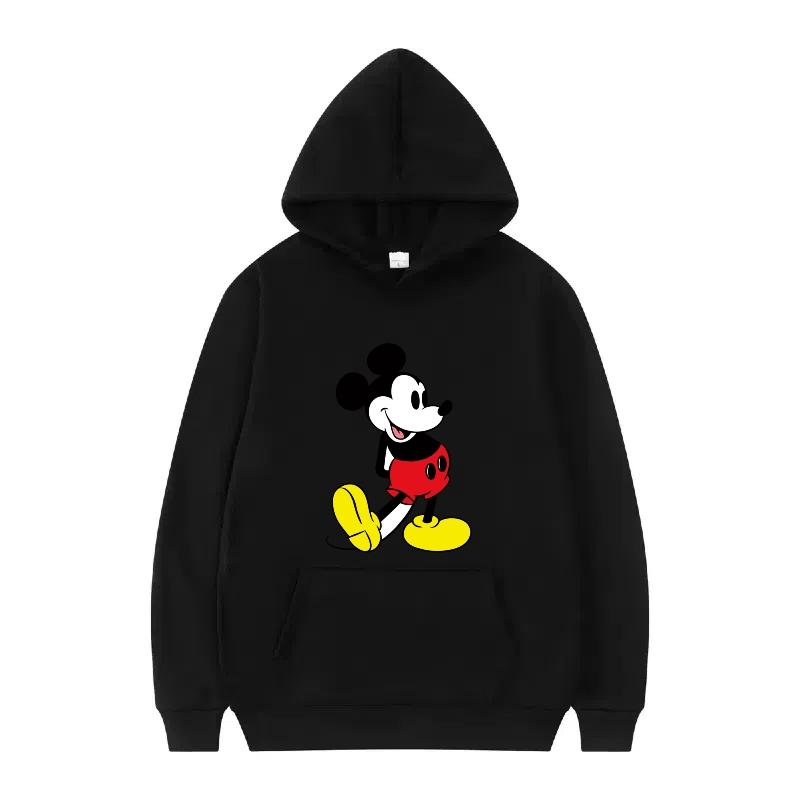 Disney Mickey Mouse Pattern Woman Fleece Sporty Loose Grey Winter Tops Clothing Pullovers Ladies Cheap Hoodies Men Sweatshirts