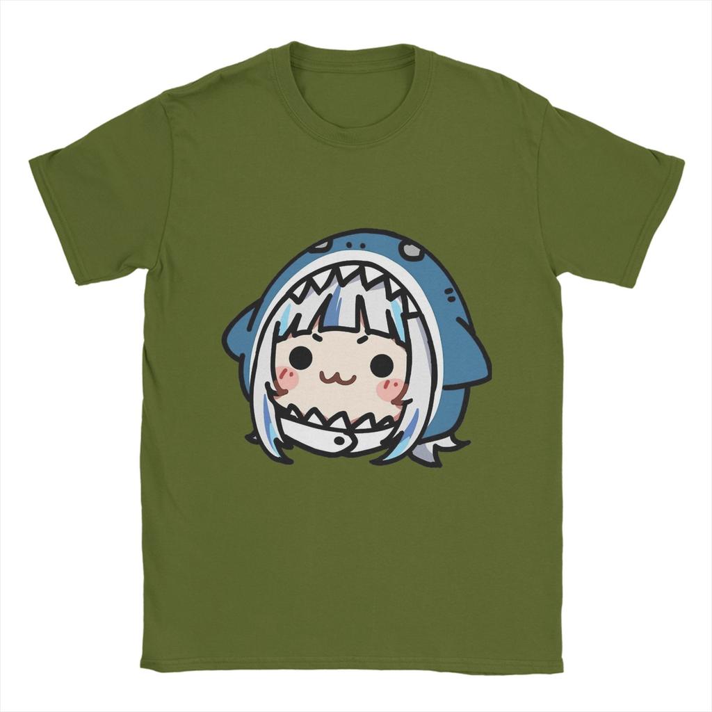 Gawr Gura Chibi T Shirt Beach  Hip Hop T-Shirts Men Pure Cotton Comfortable Oversized Clothes Short-Sleeved Y2K Funny Tshirt
